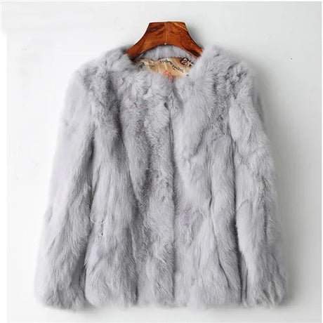 Winter Women The Real Rabbit Fur Coat Natural
