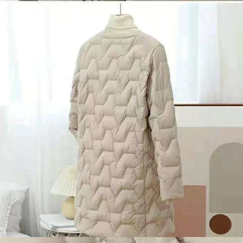New Mid-Length Puffer Coats Women' Round Neck Fashion