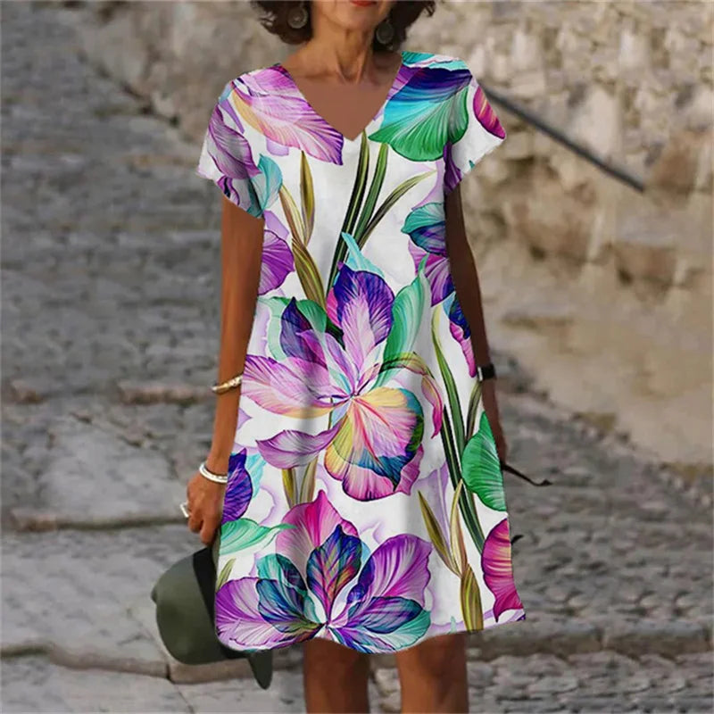 New Summer Flowers Plant 3D Print Women Dresses