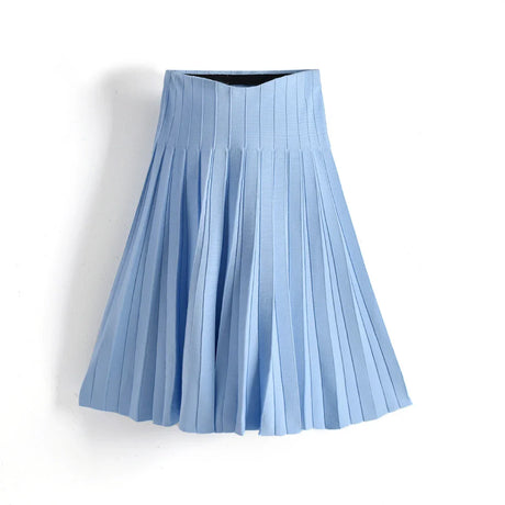 Women Knitted Pleated Skirts Autumn Winter Knitted Fashion