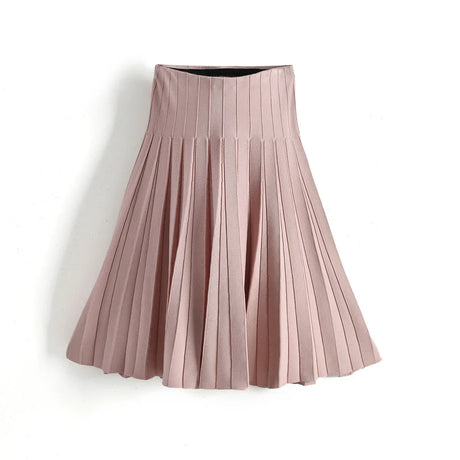 Women Knitted Pleated Skirts Autumn Winter Knitted Fashion