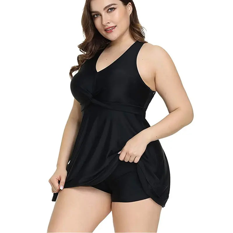 Women' Swimsuit Solid Swimdress Two Piece Swimwear Cross