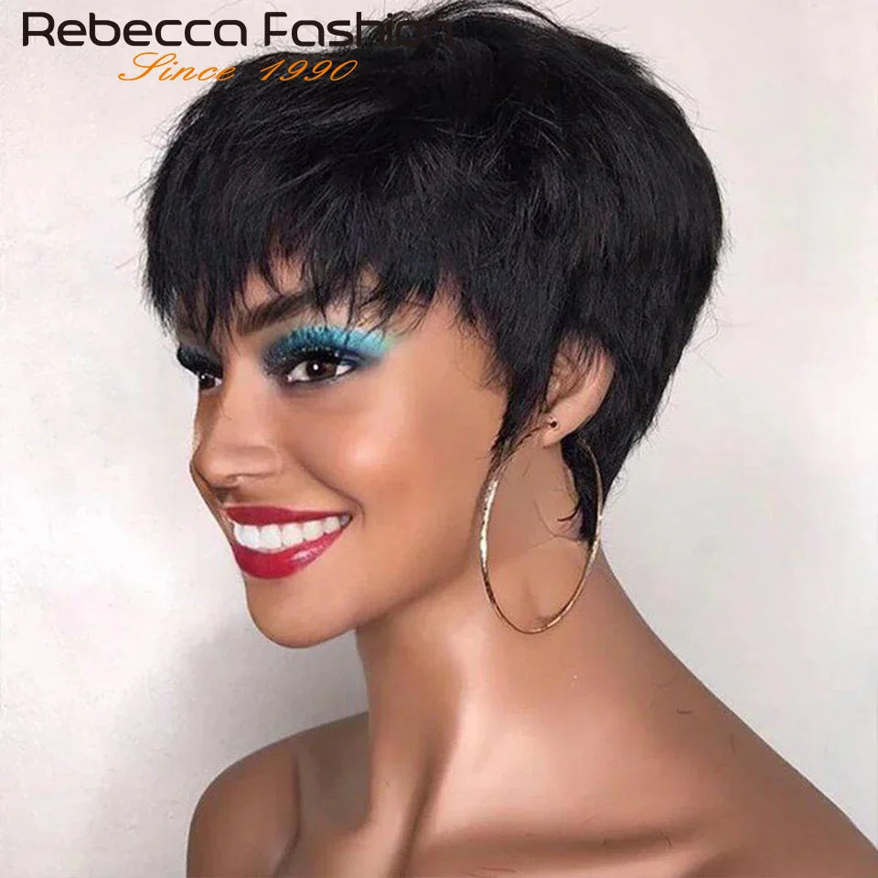 Pixie Short Cut Colored Straight Human Hair Bob