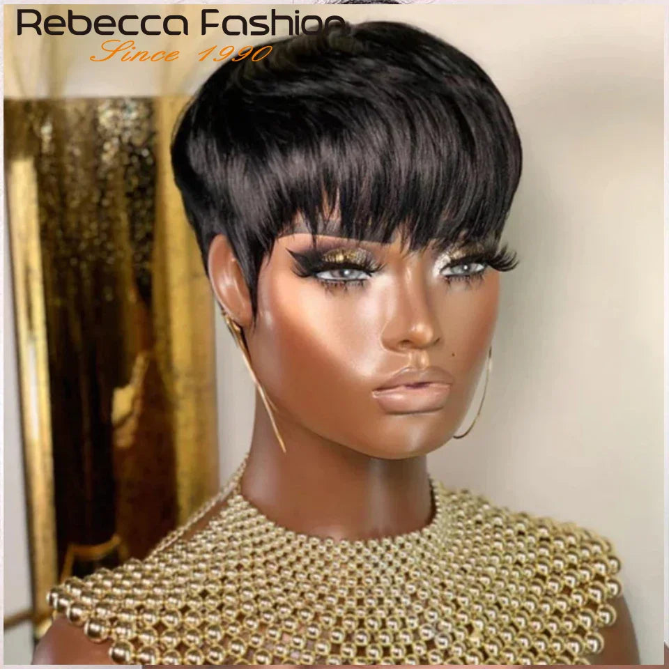 Pixie Short Cut Colored Straight Human Hair Bob