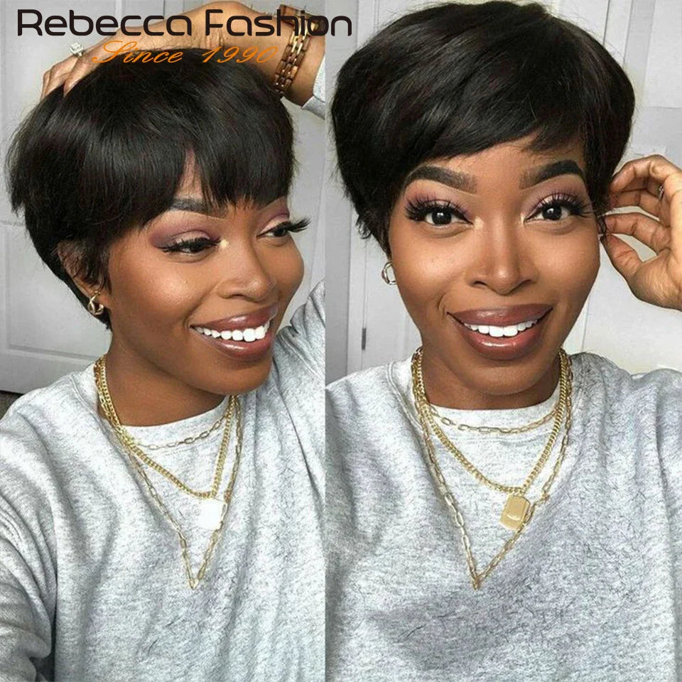 Pixie Short Cut Colored Straight Human Hair Bob