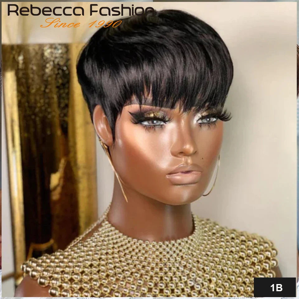 Pixie Short Cut Colored Straight Human Hair Bob