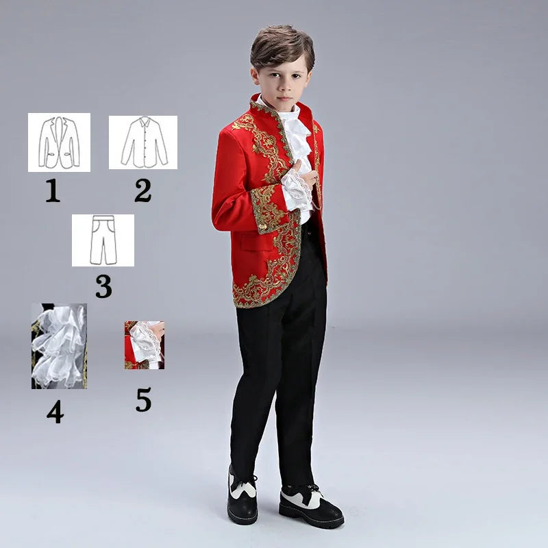 Boys European Style Court Drama Costume Children Golden