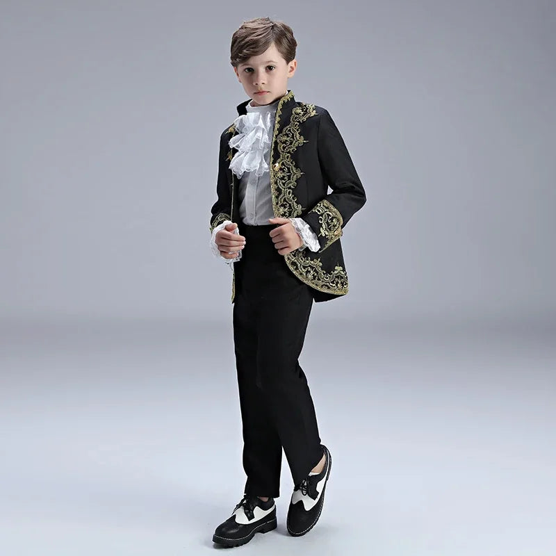 Boys European Style Court Drama Costume Children Golden