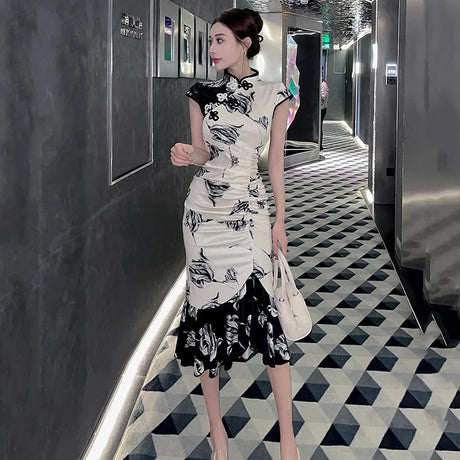 Chinese Dress Vintage Sexy Sleeveless Female Qipao Classic