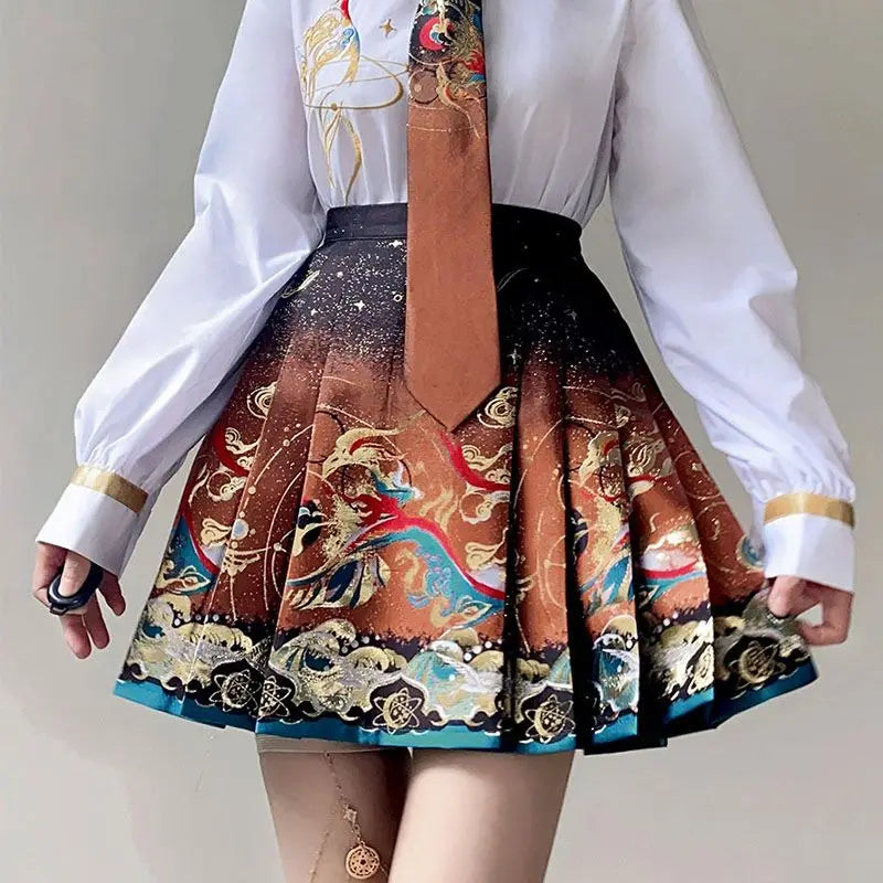 Chinese Traditional Hanfu Clothing Vintage Jk Suit Printing