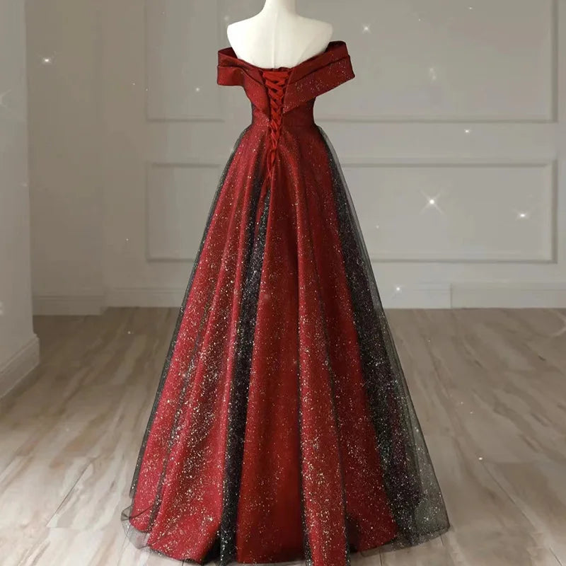 Elegant Sexy Boat Neck Evening Prom Dresses For