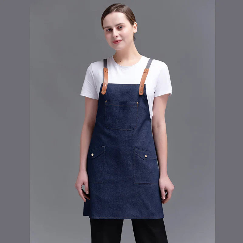Fashion Canvas Kitchen Aprons For Woman Men Chef
