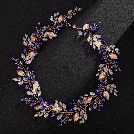 Gold Alloy Crystal Bead Flower Headband Hair Accessories