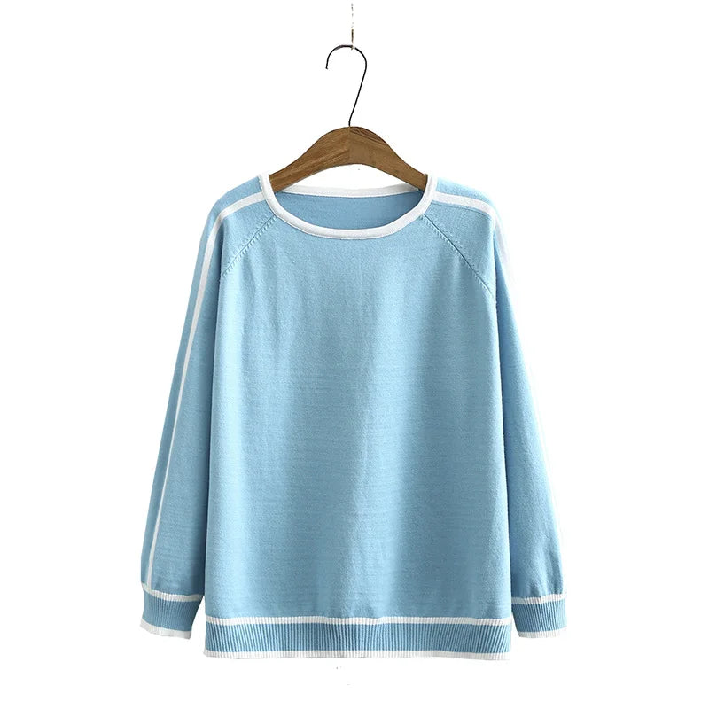 Women' Sweaters Fashion Autumn Jumper Striped Splice Raglan