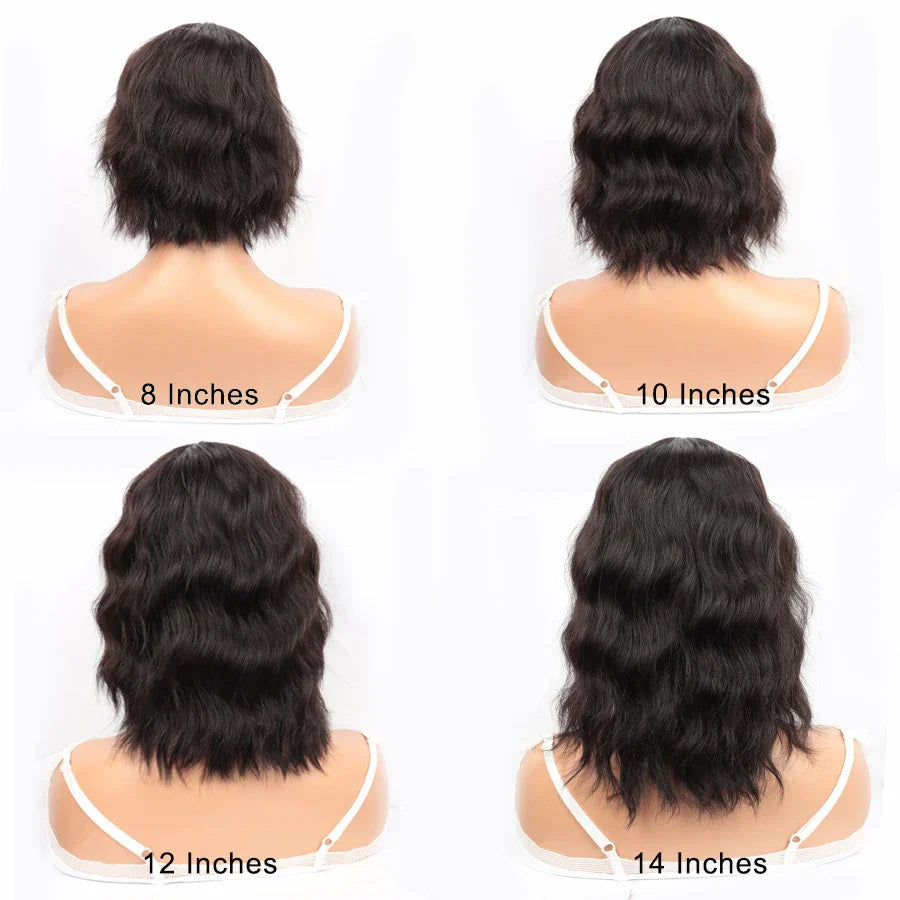 Wet And Wavy Bob Wigs With Bangs Ombre