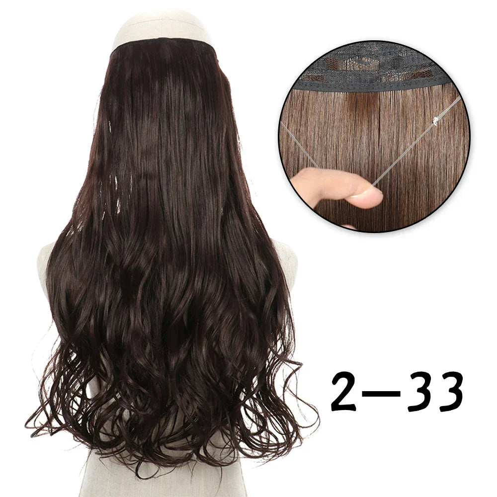 Hair Extensions No Clips Synthetic Fake Hair Ombre