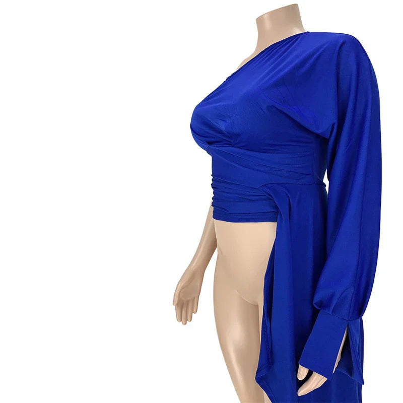 Tops Sexy Slash Neck One Shoulder Puff Sleeve