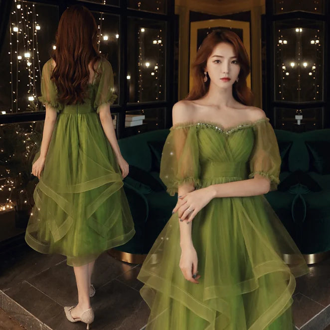 Short Emerald Green Graduation Dress with Ruffles