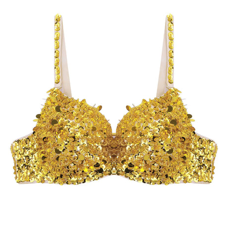 Womens Belly Dancing Bustier Bra Fashion Sparkle Glittering