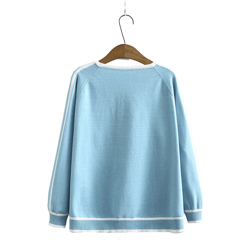 Women' Sweaters Fashion Autumn Jumper Striped Splice Raglan