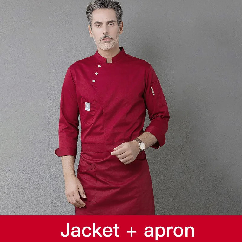 Long Sleeve Chef Clothes Uniform Restaurant Kitchen Cooking