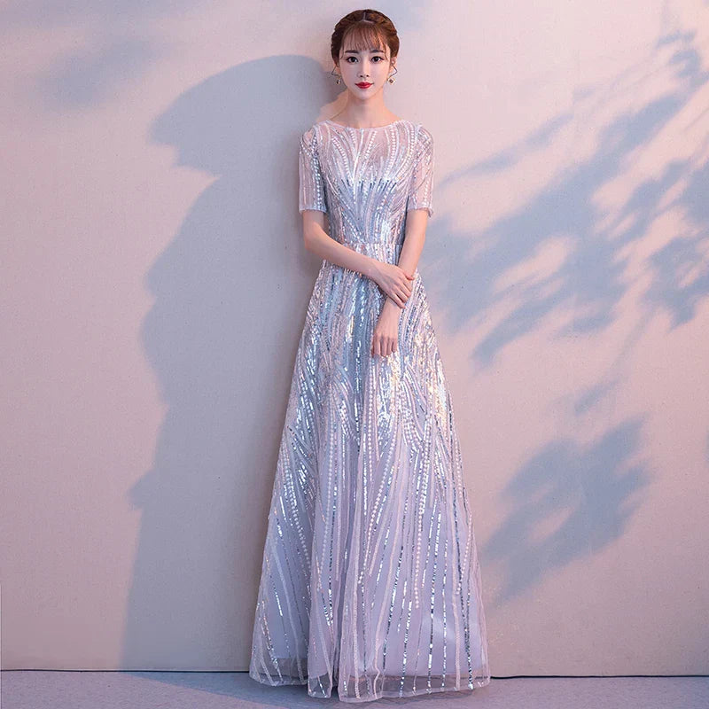 Ladybeauty Evening Dress With Sequins A Line Half