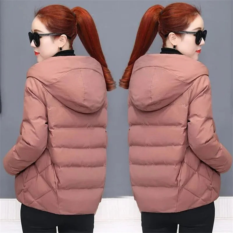 Short Hooded Cotton Jacket Women Parka Coats Autumn