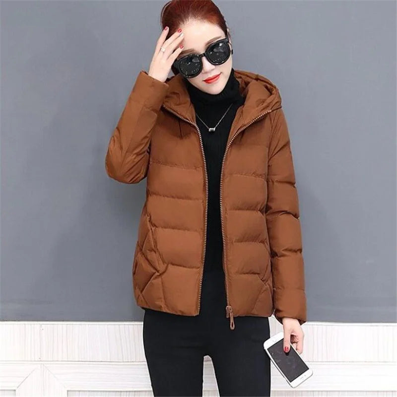 Short Hooded Cotton Jacket Women Parka Coats Autumn
