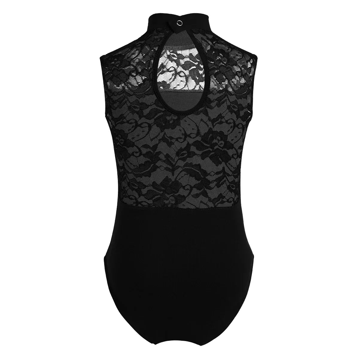 Kids Girls Ballet Leotard Sleeveless Turtle Neck Lace