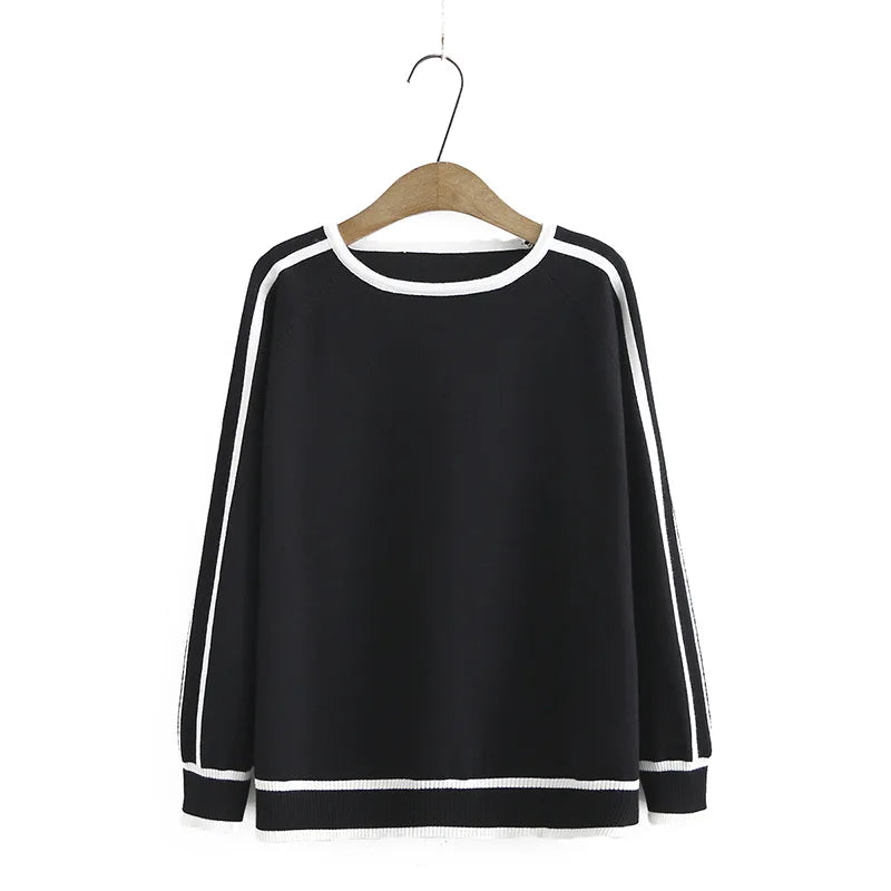 Women' Sweaters Fashion Autumn Jumper Striped Splice Raglan