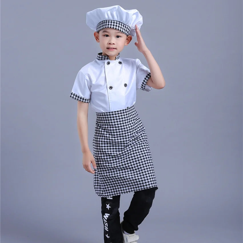 Kids Chef Jackets Kitchen Roleplay Uniform Cook Hat