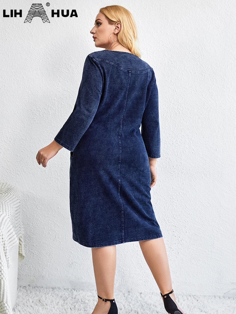 Lih Hua Women' Denim Dress Autumn Chic Elegant