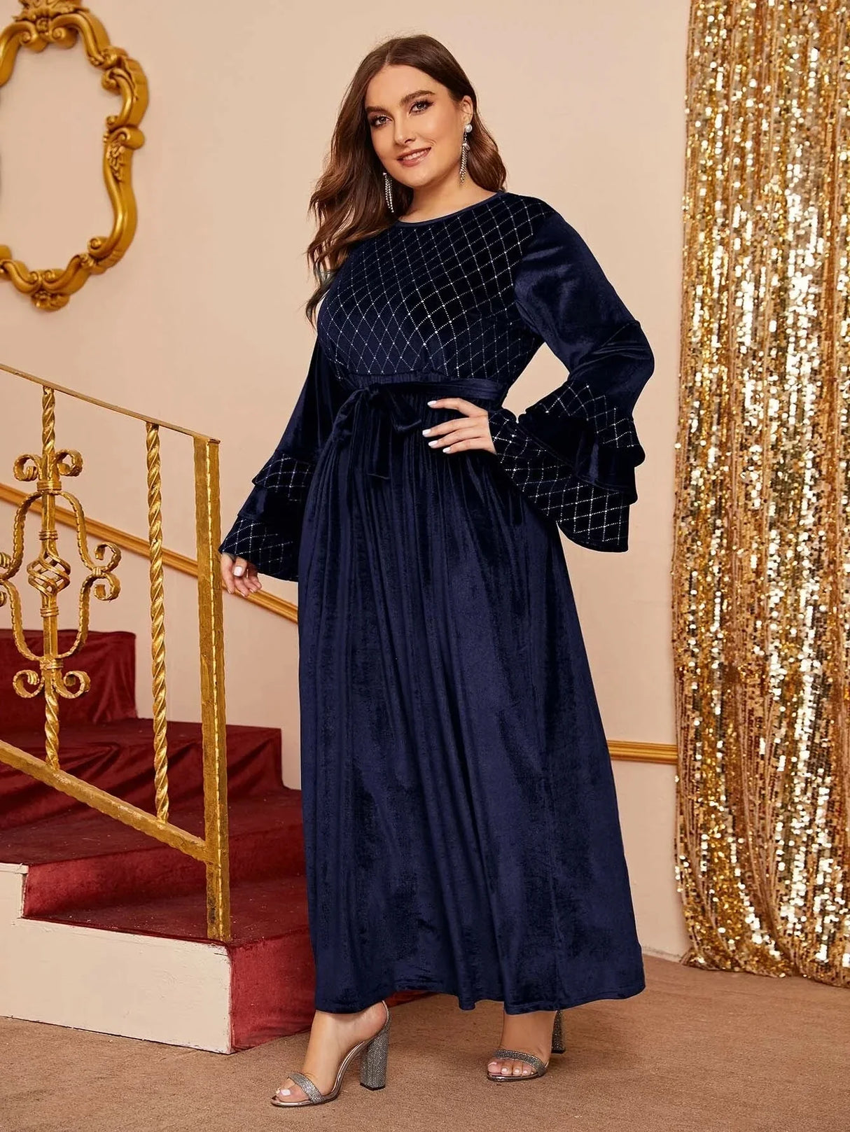 Casual Women Winter Long Dress 5Xl Size Floral