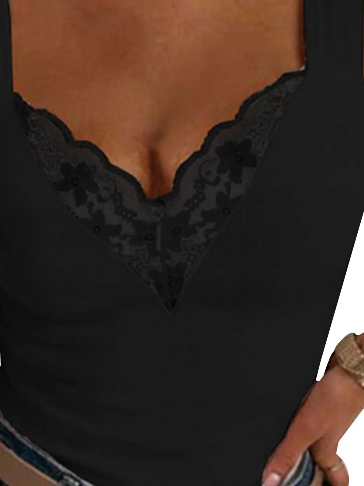 Oversized Womens Sexy Lace V Neck Camisole Tee