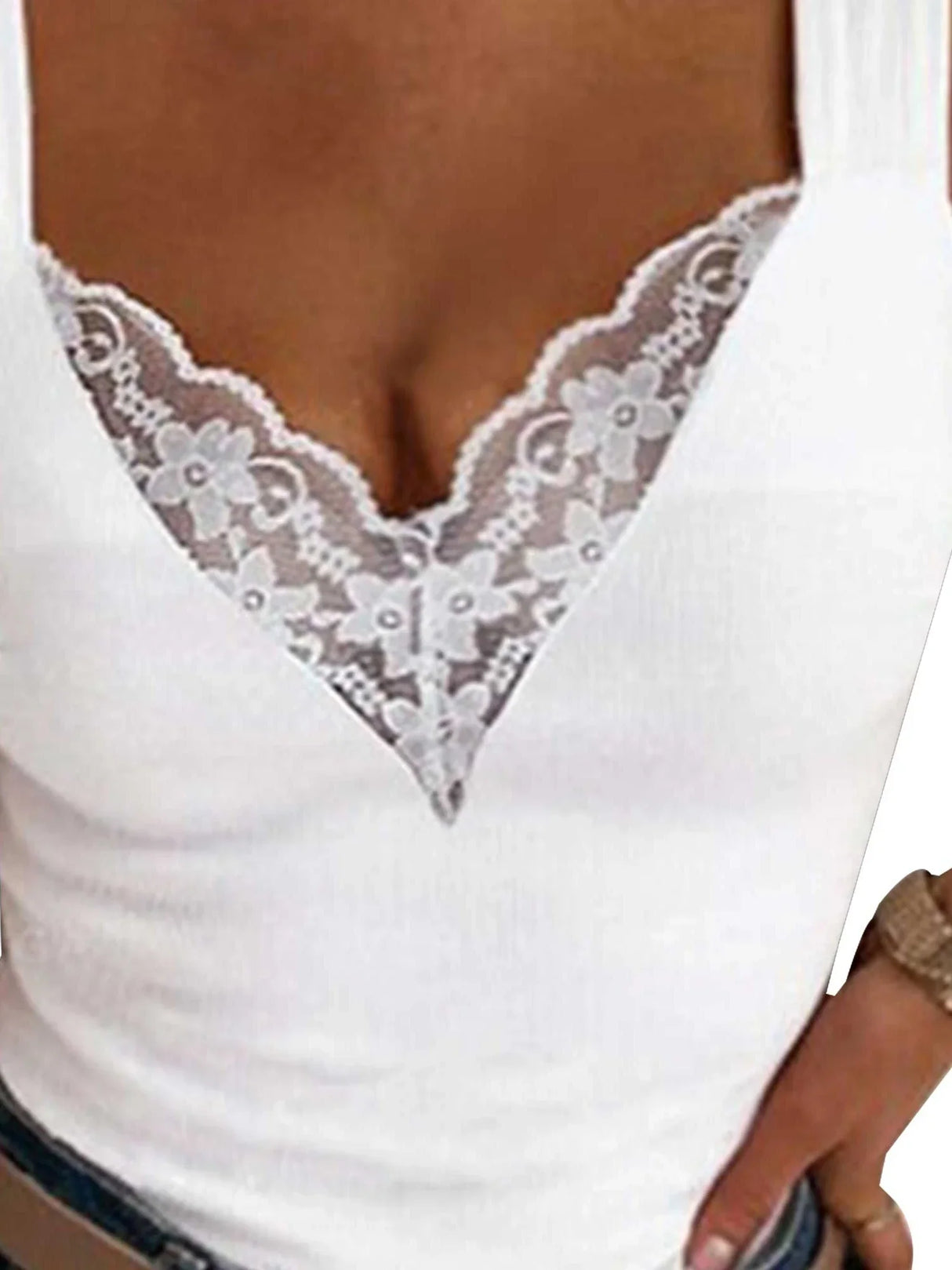 Oversized Womens Sexy Lace V Neck Camisole Tee