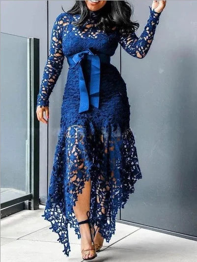 Wsfec -5Xl Dresses For Women Bow Hollow Out