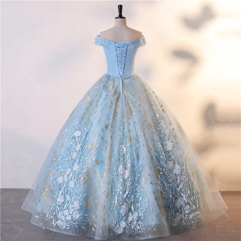 Light Blue Prom Cocktail Dresses The Shoulder Evening