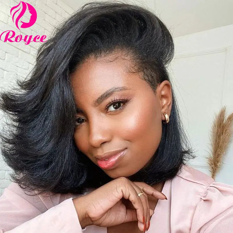 Kinky Straight Edged Bob Wig Human Hair Wigs
