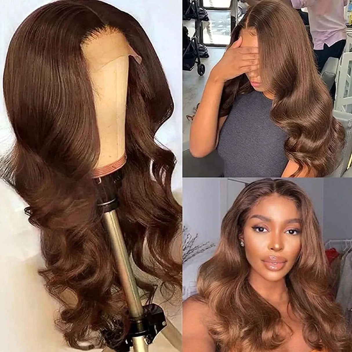 Chocolate Brown Lace Front Human Hair Wig