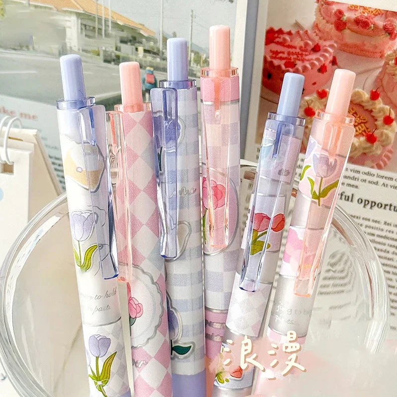 Floral Gel Pens Transparent Black
