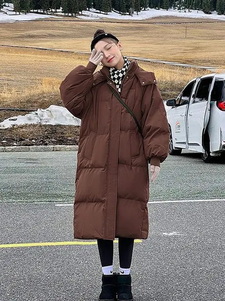 Winter Women Parka New Long Straight Down Cotton