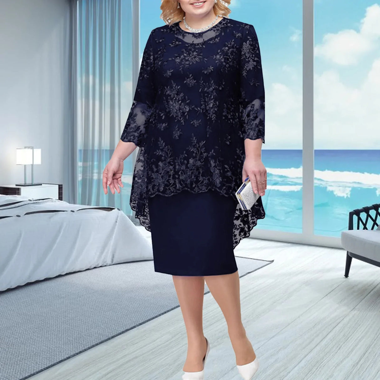 Party Dress Chic Slim Fit Flower Pattern Bodycon