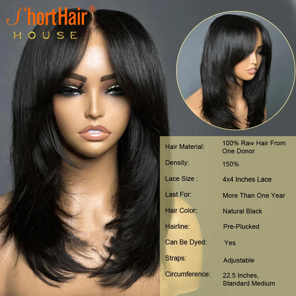 Wear And Go Layered Wavy Human Hair Wigs