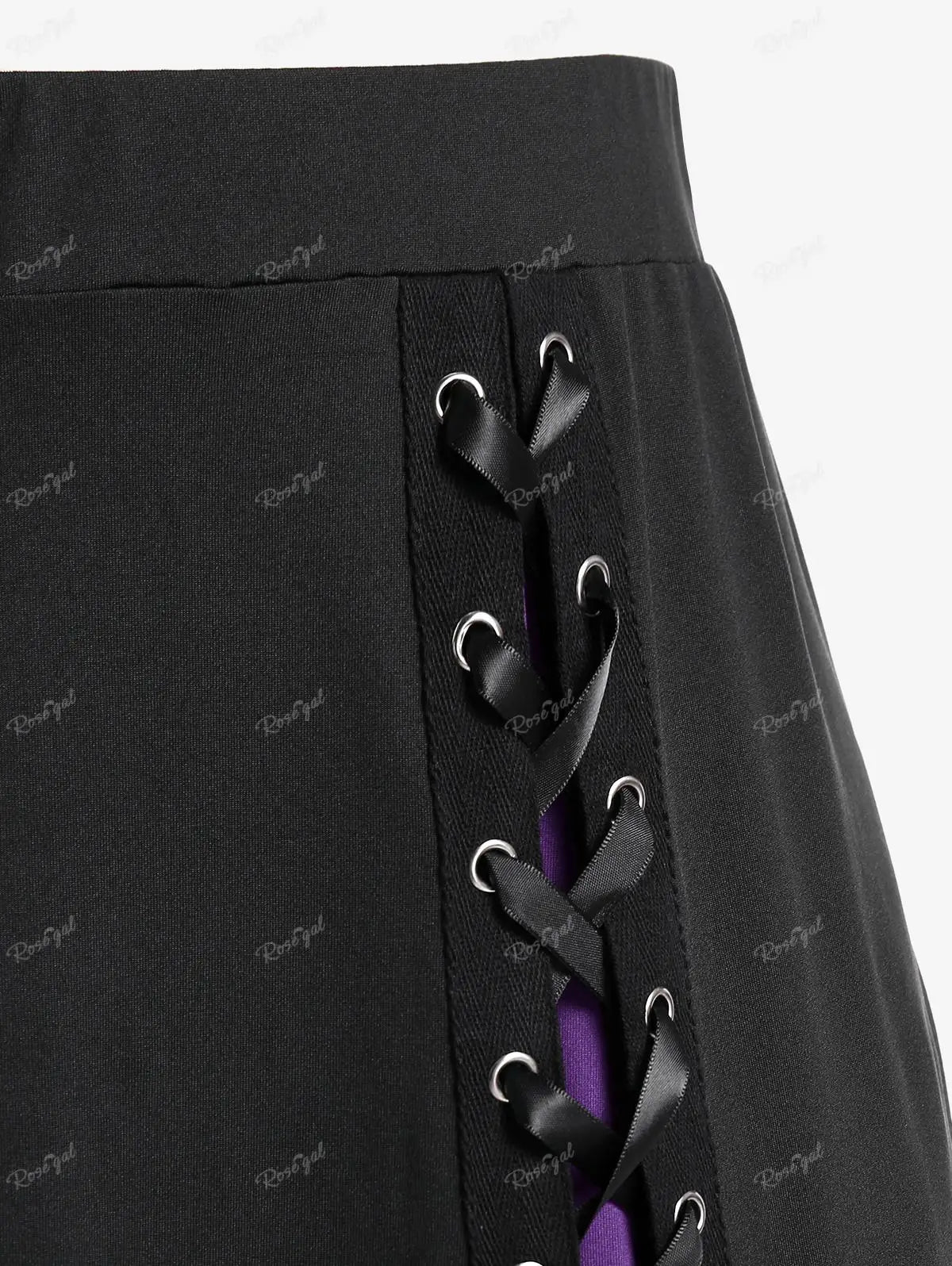 Rosegal Gothic Lace Up Skirts Black Red Purple