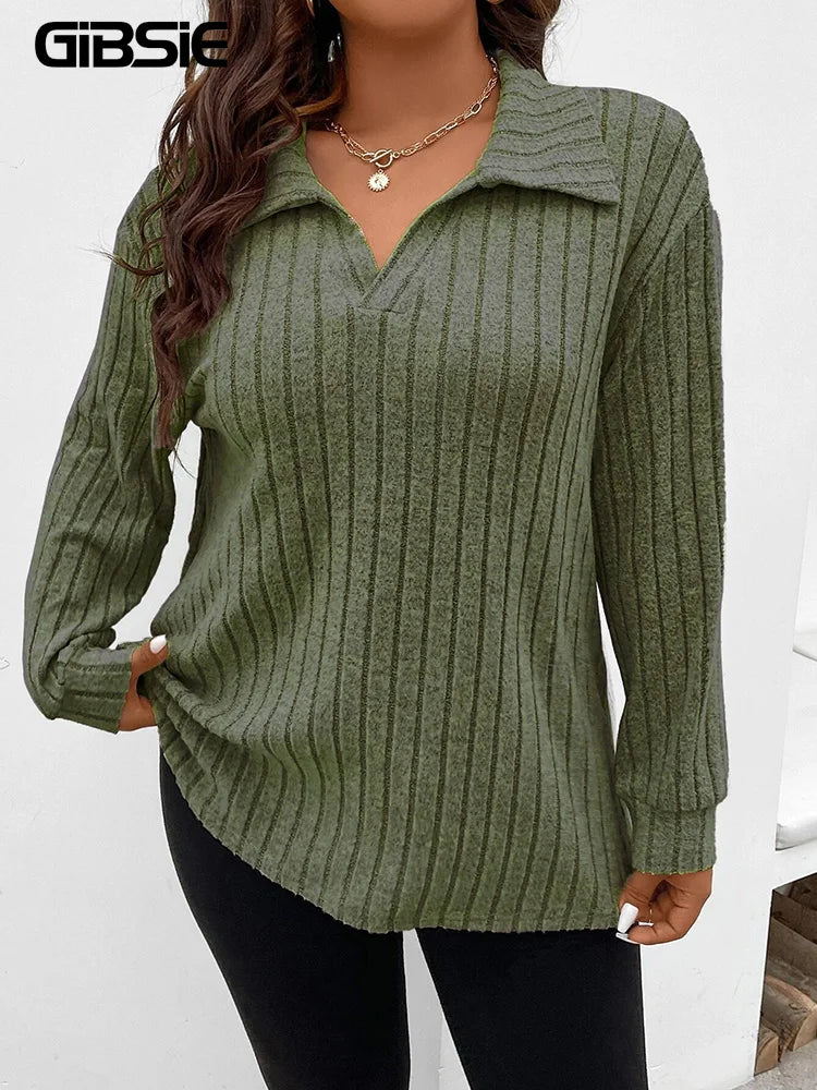 Gibsie Tshirt For Women Spring Fall Polo Collar