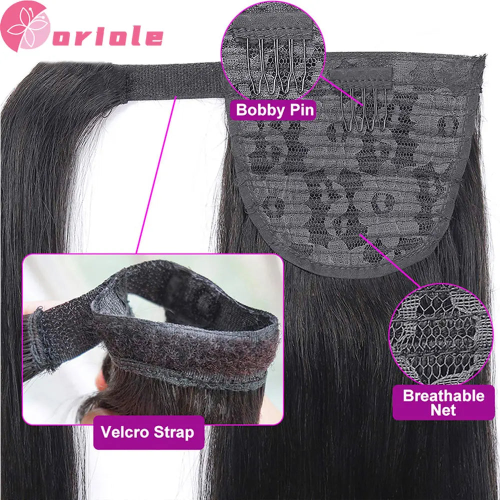 Clip In Ponytail Hair Extension Water Wave Human