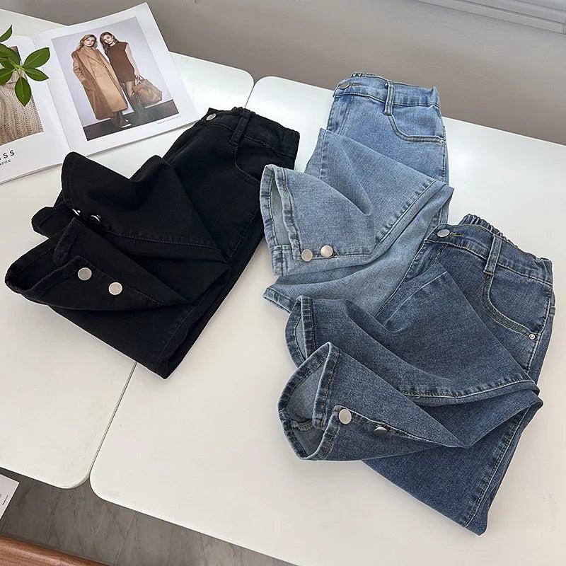 Spring Autumn Clothing Women Drainpipe Jeans Brief Denim