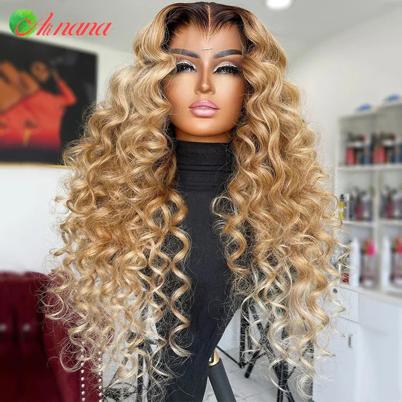 Honey Blonde Deep Curly 13X6 Lace Front Wigs