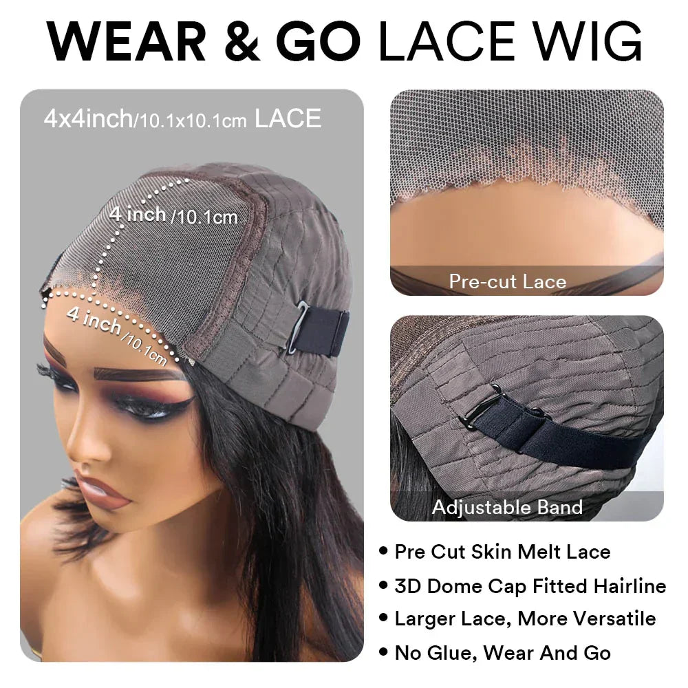 Wear And Go Layered Wavy Human Hair Wigs