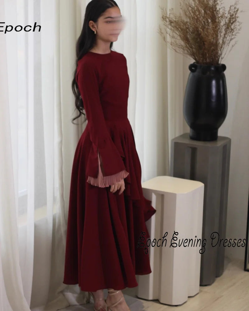 Elegant A-Line O-Neck Simple Cocktail Party Prom Gown